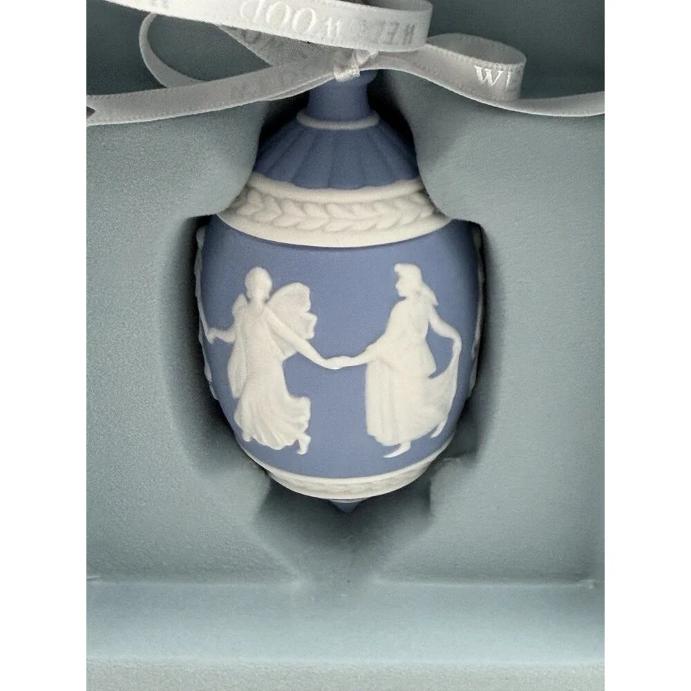 Wedgwood Jasperware Dancing Hours Blue/white Christmas Ornament Porcelain